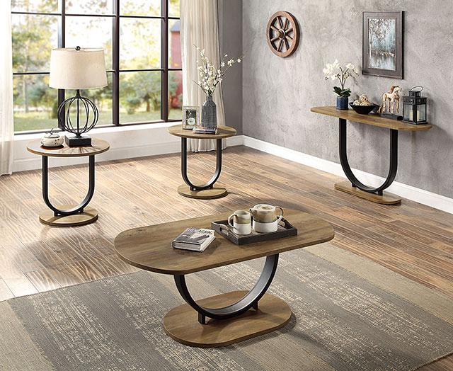 OLBIA Sofa Table, Rustic Oak/Sand Black - My Sweet Home Furniture (Queens, NY)