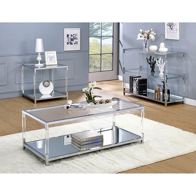 Ludvig Chrome/Clear Sofa Table - My Sweet Home Furniture (Queens, NY)