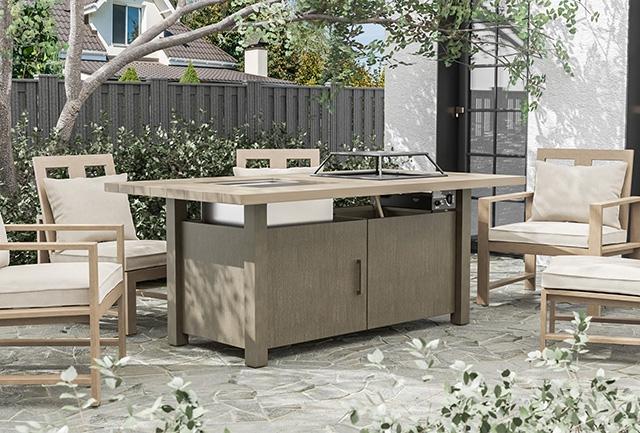 Bordeaux Dining Table w/ Fire Pit & Cooler - My Sweet Home Furniture (Queens, NY)