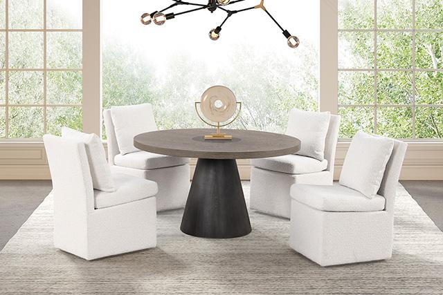 Broager 5 Pc Dining Table Set (Light Gray Swivel Chairs) - My Sweet Home Furniture (Queens, NY)