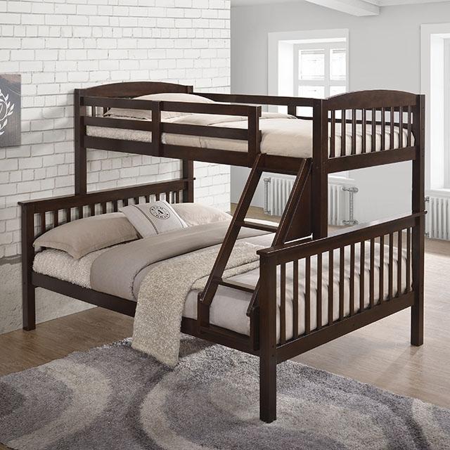 Brookings Twin/Full Bunk Bed White, Brown & Black - My Sweet Home Furniture (Queens, NY)