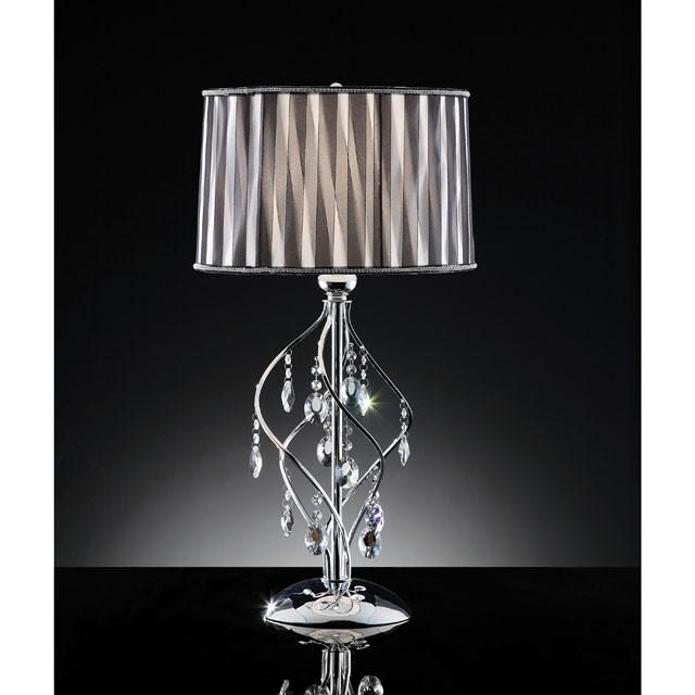 Arya Black/Chrome Table Lamp, Hanging Crystal - My Sweet Home Furniture (Queens, NY)