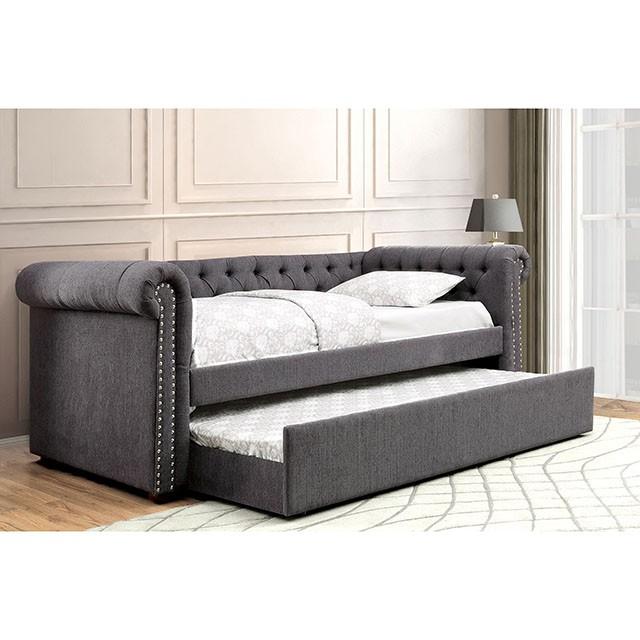 LEANNA Gray Full Daybed w/ Trundle, Gray - My Sweet Home Furniture (Queens, NY)
