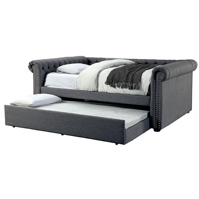 LEANNA Gray Full Daybed w/ Trundle, Gray - My Sweet Home Furniture (Queens, NY)