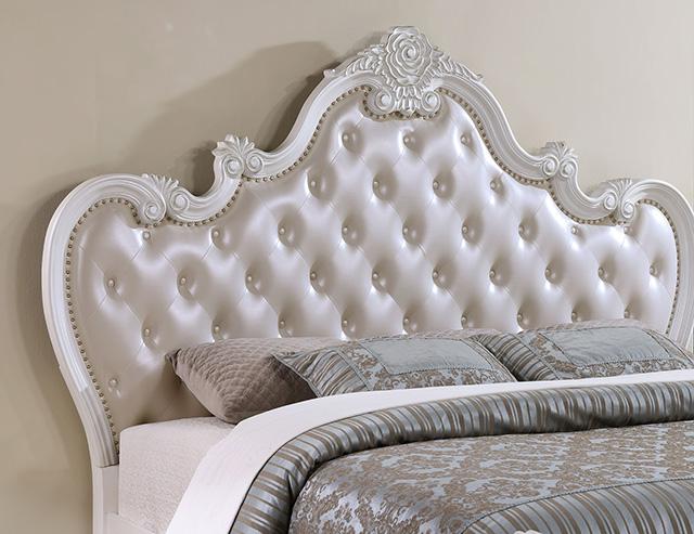 Ventresca E.King & Queen Bed White & Chrome - My Sweet Home Furniture (Queens, NY)