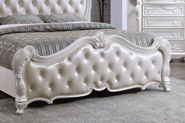 Ventresca E.King & Queen Bed White & Chrome - My Sweet Home Furniture (Queens, NY)