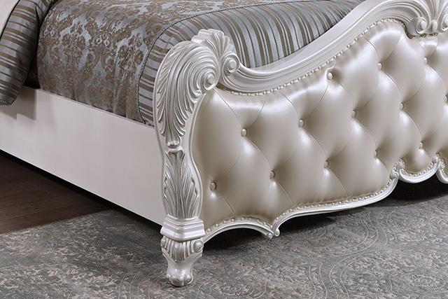Ventresca E.King & Queen Bed White & Chrome - My Sweet Home Furniture (Queens, NY)