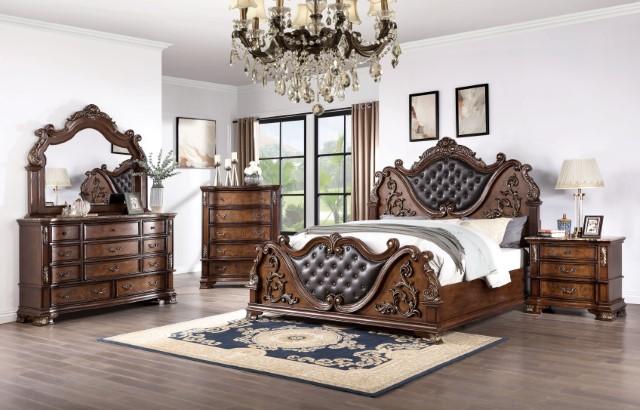 ESPARANZA E.King Bed, Brown Cherry - My Sweet Home Furniture (Queens, NY)