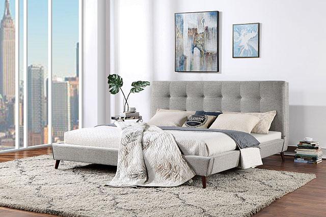 LEOMIN Cal.King, E.King, Full, & Queen Bed, Gray - My Sweet Home Furniture (Queens, NY)