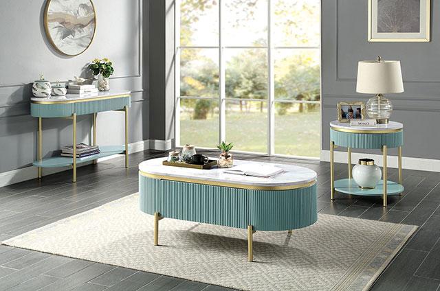 KOBLENZ End Table, Light Teal - My Sweet Home Furniture (Queens, NY)