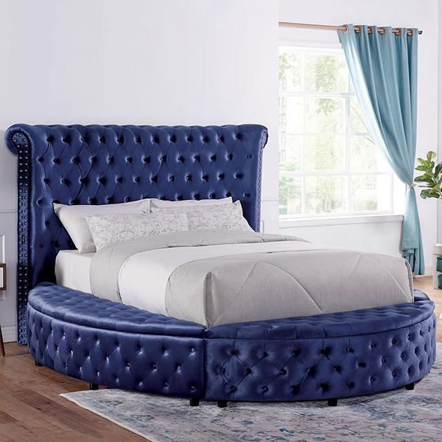 SANSOM E.King & Queen Bed, Black, Blue, & Grey - My Sweet Home Furniture (Queens, NY)