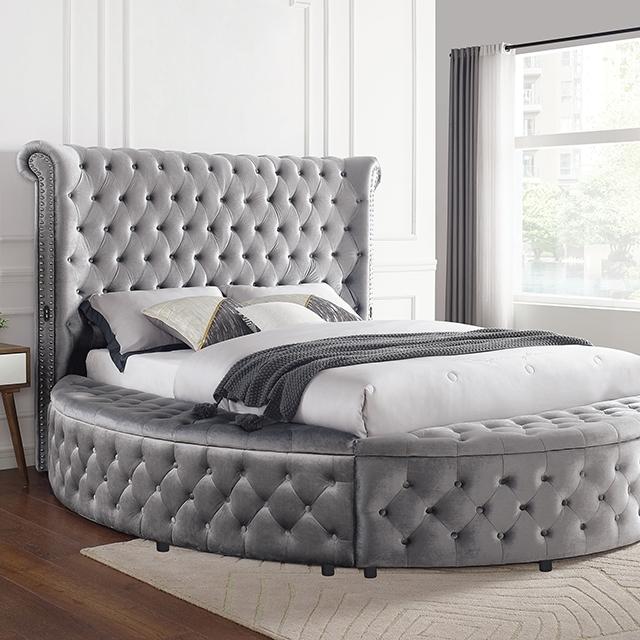 SANSOM E.King & Queen Bed, Black, Blue, & Grey - My Sweet Home Furniture (Queens, NY)