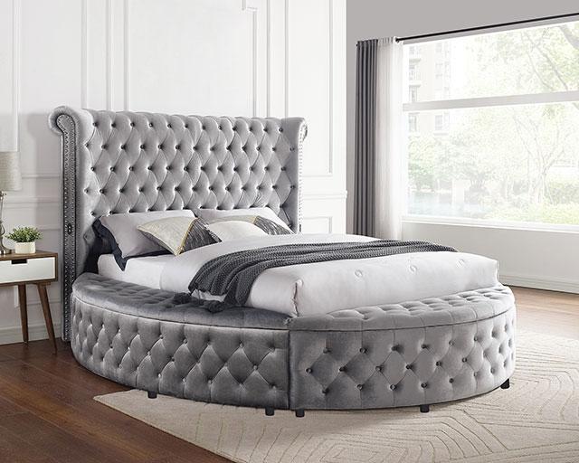 SANSOM E.King & Queen Bed, Black, Blue, & Grey - My Sweet Home Furniture (Queens, NY)