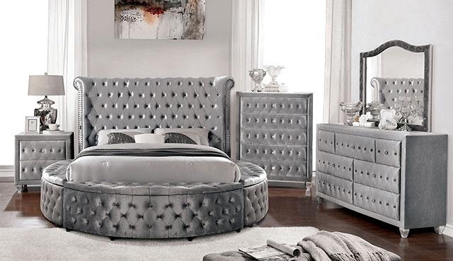 SANSOM E.King & Queen Bed, Black, Blue, & Grey - My Sweet Home Furniture (Queens, NY)