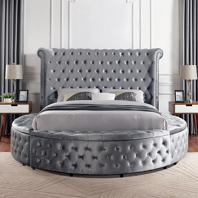 SANSOM E.King & Queen Bed, Black, Blue, & Grey - My Sweet Home Furniture (Queens, NY)