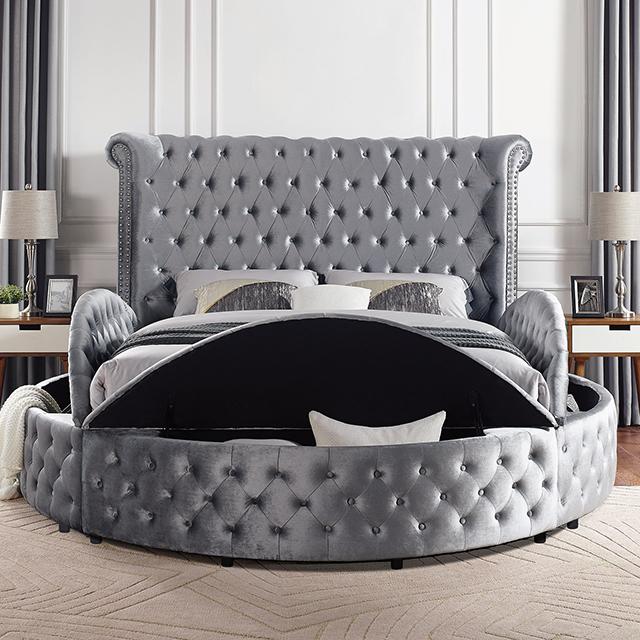 SANSOM E.King & Queen Bed, Black, Blue, & Grey - My Sweet Home Furniture (Queens, NY)