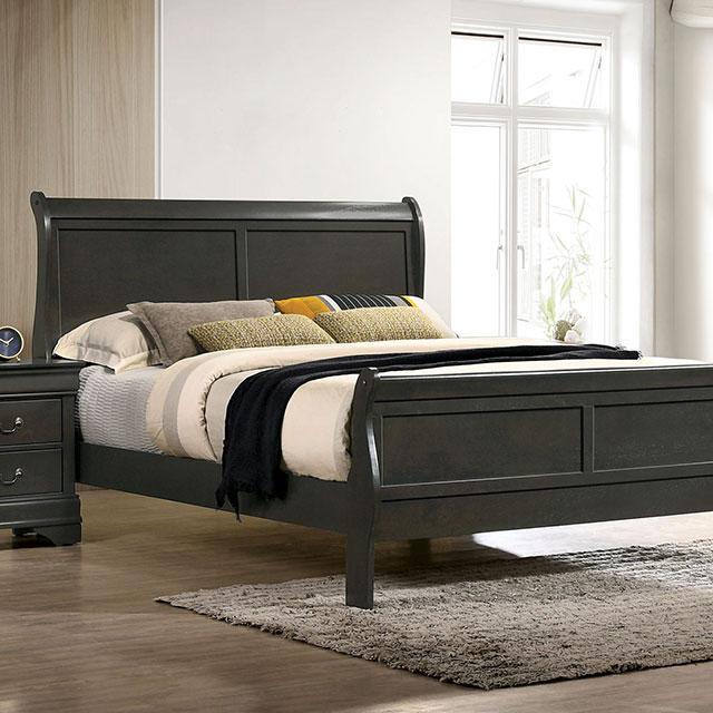 Louis Philippe E.King Bed Black, Cherry, & Gray - My Sweet Home Furniture (Queens, NY)