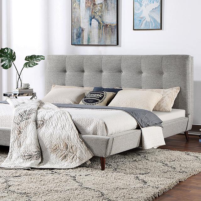 LEOMIN Cal.King, E.King, Full, & Queen Bed, Gray - My Sweet Home Furniture (Queens, NY)