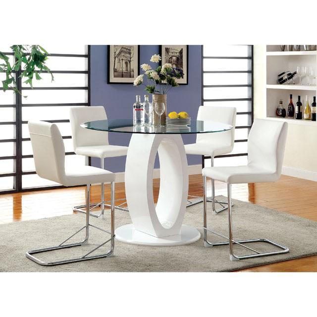 LODIA II White Round Counter Ht. Table - My Sweet Home Furniture (Queens, NY)