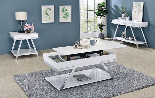 TITUS Sofa Table, White/Chrome - My Sweet Home Furniture (Queens, NY)
