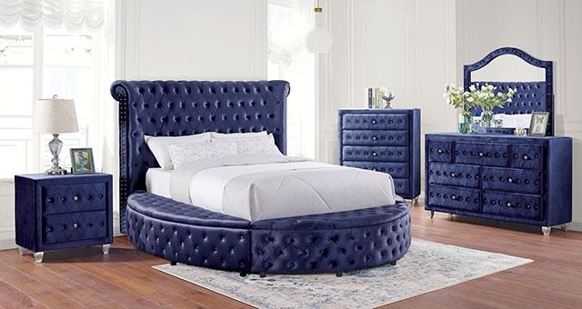 SANSOM E.King & Queen Bed, Black, Blue, & Grey - My Sweet Home Furniture (Queens, NY)