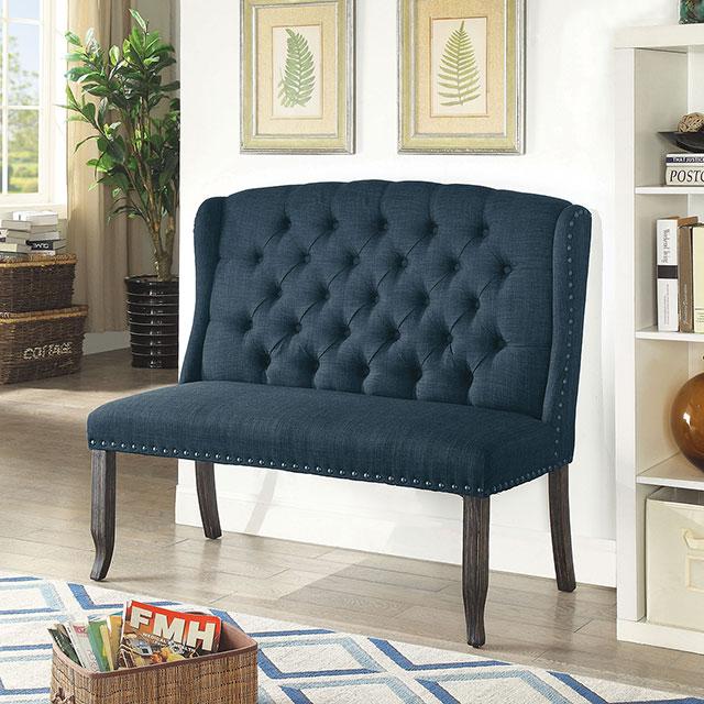 Sania III Blue 2-Seater Love Seat Bench, Blue image