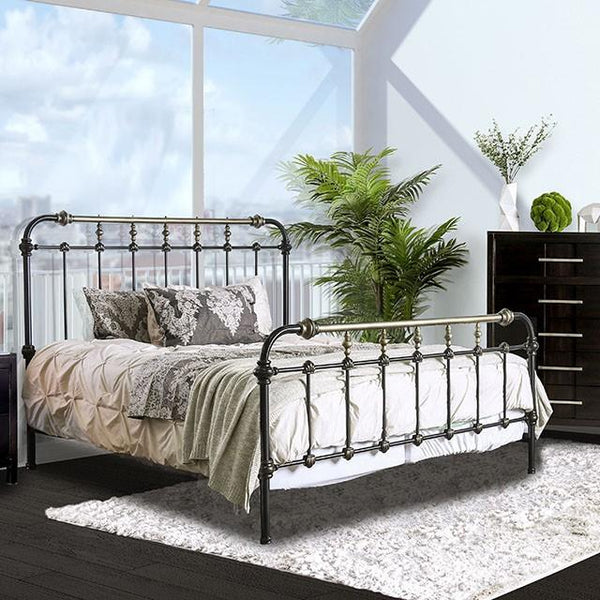 RIANA Antique Black Metal E.King, Full, Queen, & Twin Bed - My Sweet Home Furniture (Queens, NY)