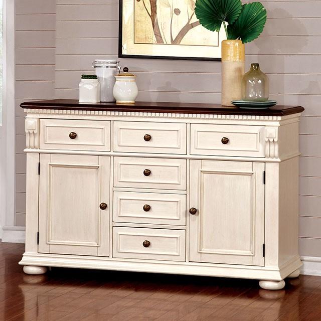 SABRINA Off White/Cherry Server, Cherry & White - My Sweet Home Furniture (Queens, NY)