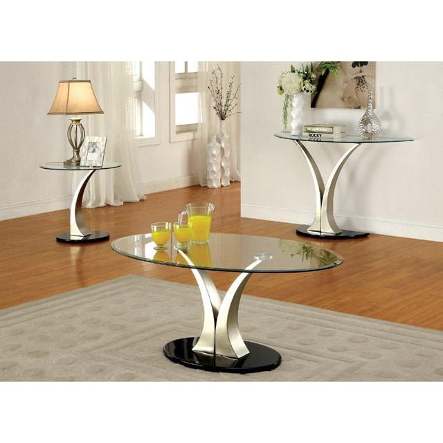 VALO Satin Plated/Black Sofa Table - My Sweet Home Furniture (Queens, NY)