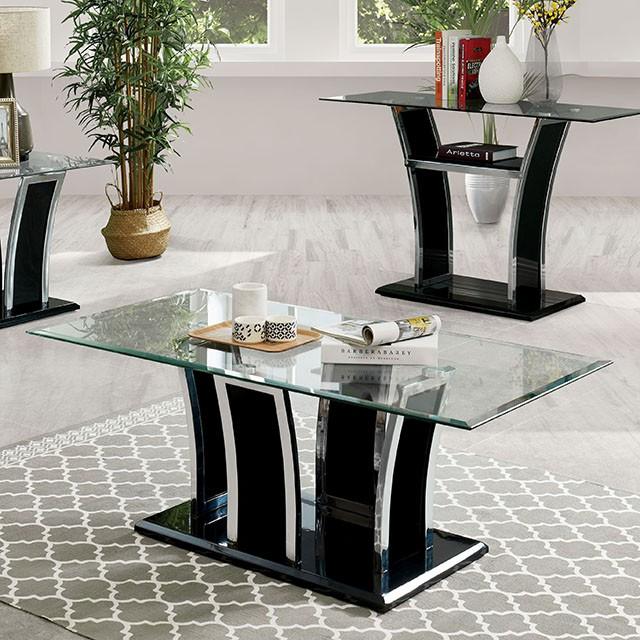 Staten Glossy Black/Chrome Coffee Table - My Sweet Home Furniture (Queens, NY)