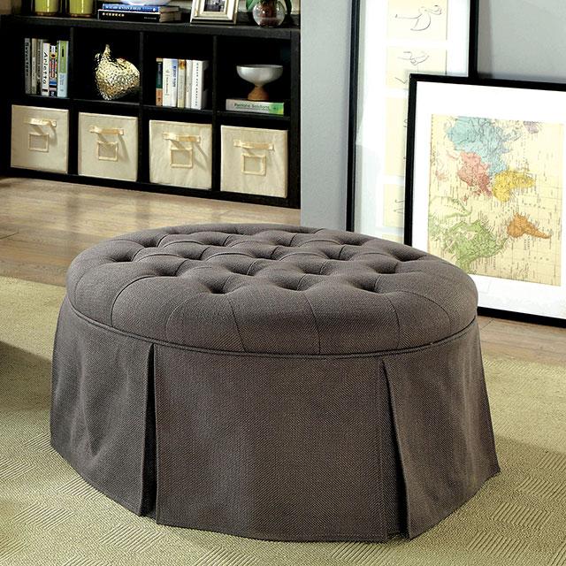 Claes Round Ottoman Gray - My Sweet Home Furniture (Queens, NY)