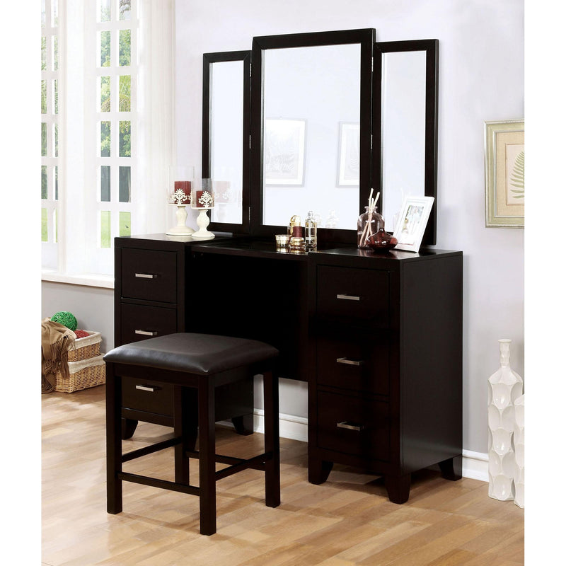 Enrico Espresso Vanity w/ Stool - My Sweet Home Furniture (Queens, NY)