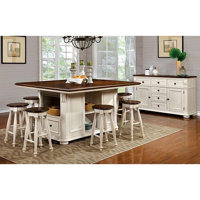 SABRINA Off White/Cherry Counter Ht. Stool, Cherry & White (2/CTN) - My Sweet Home Furniture (Queens, NY)