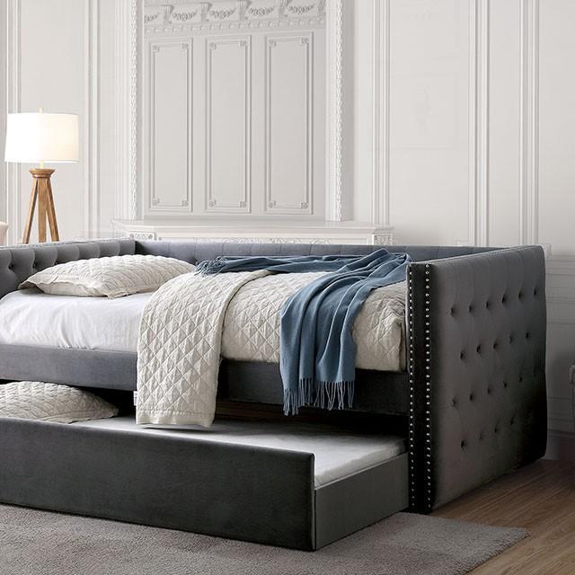 Susanna Gray Daybed w/ Trundle, Gray - My Sweet Home Furniture (Queens, NY)