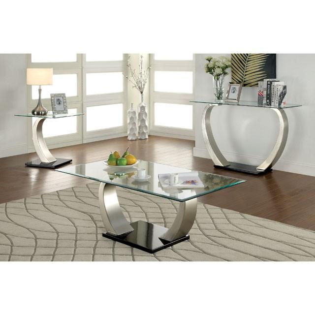 ROXO Satin Plated/Black End Table - My Sweet Home Furniture (Queens, NY)