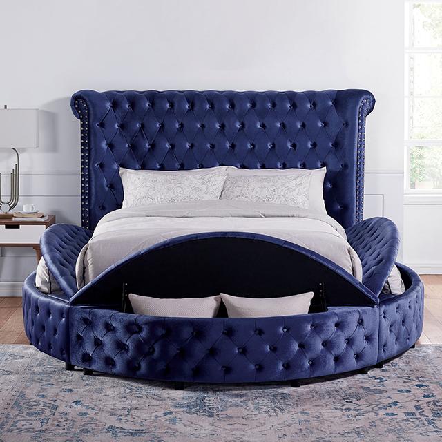 SANSOM E.King & Queen Bed, Black, Blue, & Grey - My Sweet Home Furniture (Queens, NY)