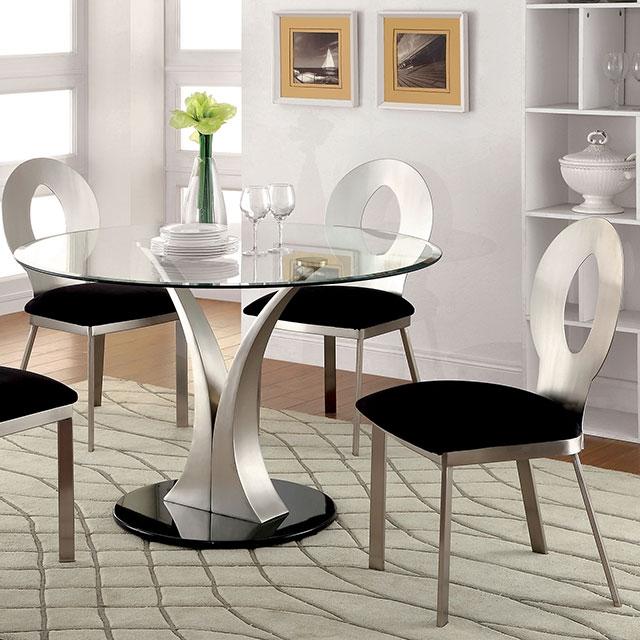 VALO Silver/Black Round Dining Table - My Sweet Home Furniture (Queens, NY)