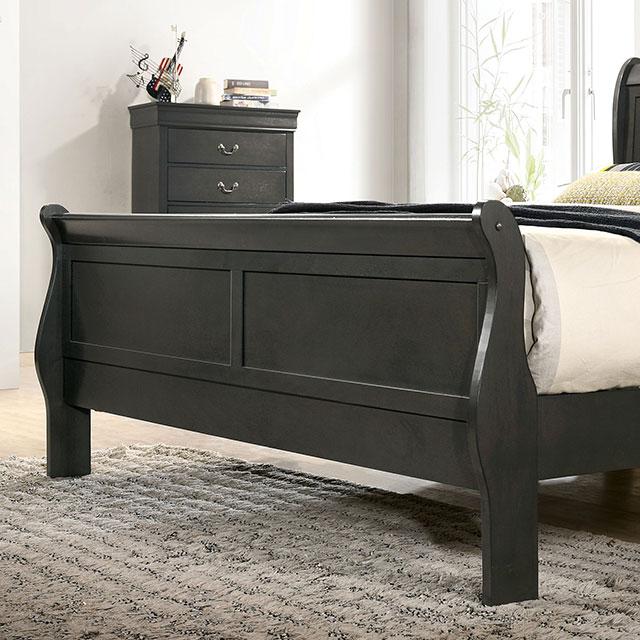 Louis Philippe E.King Bed Black, Cherry, & Gray - My Sweet Home Furniture (Queens, NY)