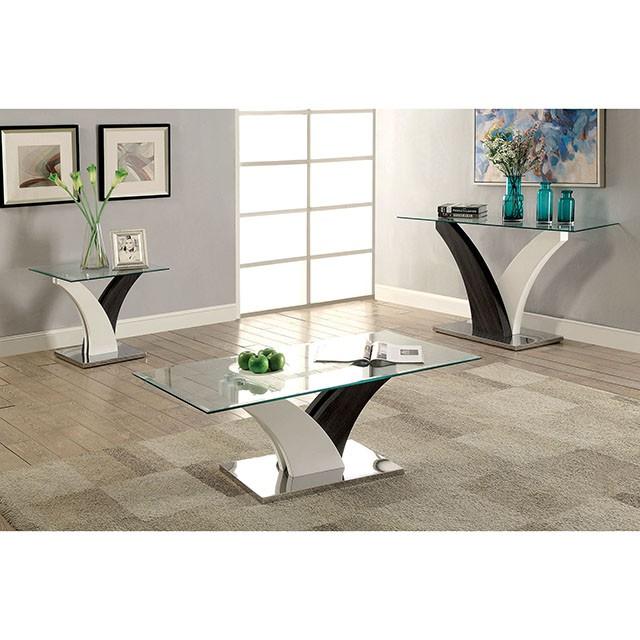 SLOANE White/Dark Gray/Chrome Coffee Table - My Sweet Home Furniture (Queens, NY)