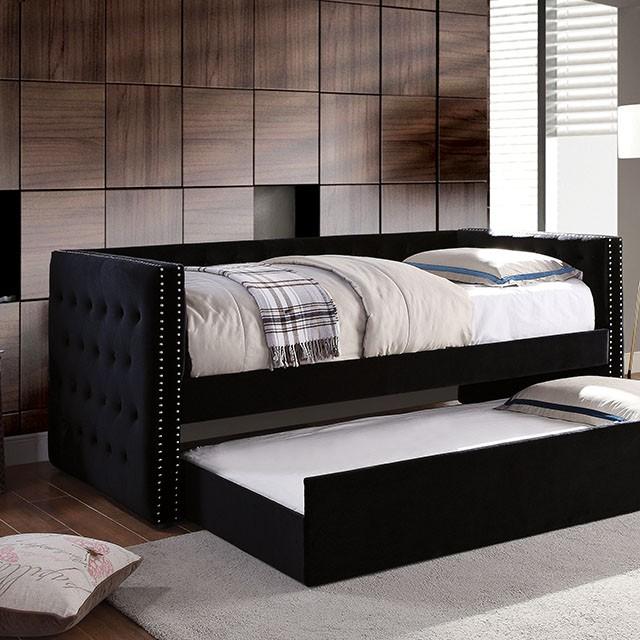 Susanna Black Daybed w/ Trundle, Black - My Sweet Home Furniture (Queens, NY)