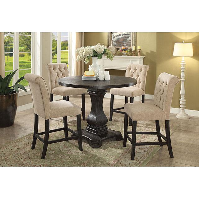 Izzy Beige/Antique Black Counter Ht. Chair, Ivory (2/CTN) - My Sweet Home Furniture (Queens, NY)