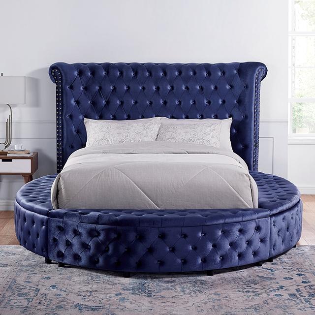 SANSOM E.King & Queen Bed, Black, Blue, & Grey - My Sweet Home Furniture (Queens, NY)