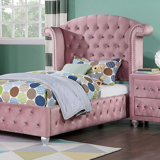 Zohar Queen & Twin Bed Black, Grey, & Pink - My Sweet Home Furniture (Queens, NY)