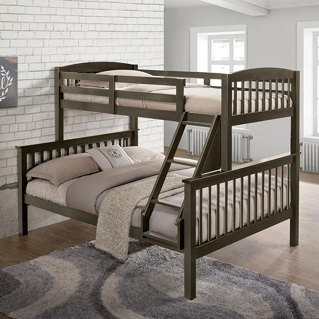 Brookings Twin/Full Bunk Bed White, Brown & Black - My Sweet Home Furniture (Queens, NY)