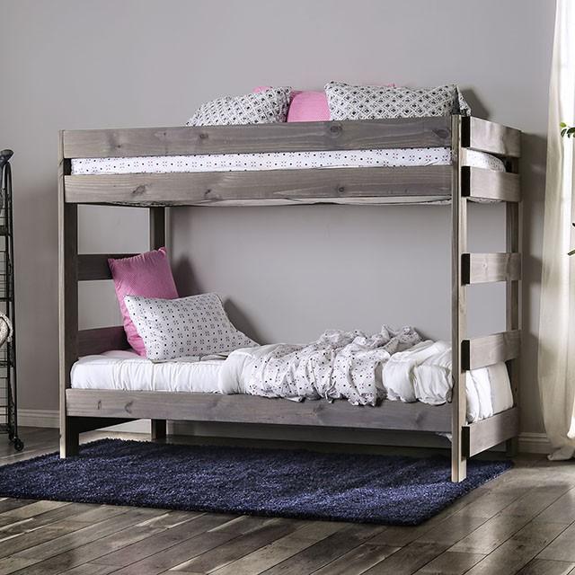 Arlette Twin/Twin Bunk Bed Brown, Black, Gray, & White - My Sweet Home Furniture (Queens, NY)