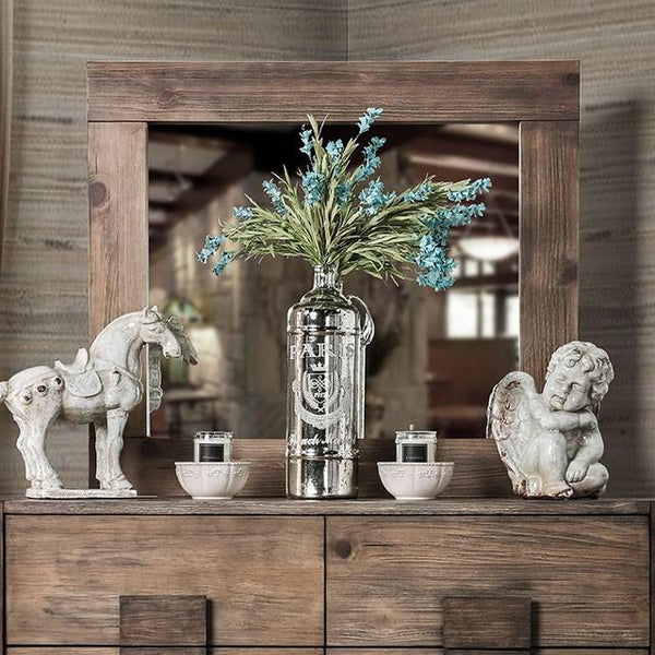 AVEIRO Rustic Natural Tone Mirror - My Sweet Home Furniture (Queens, NY)