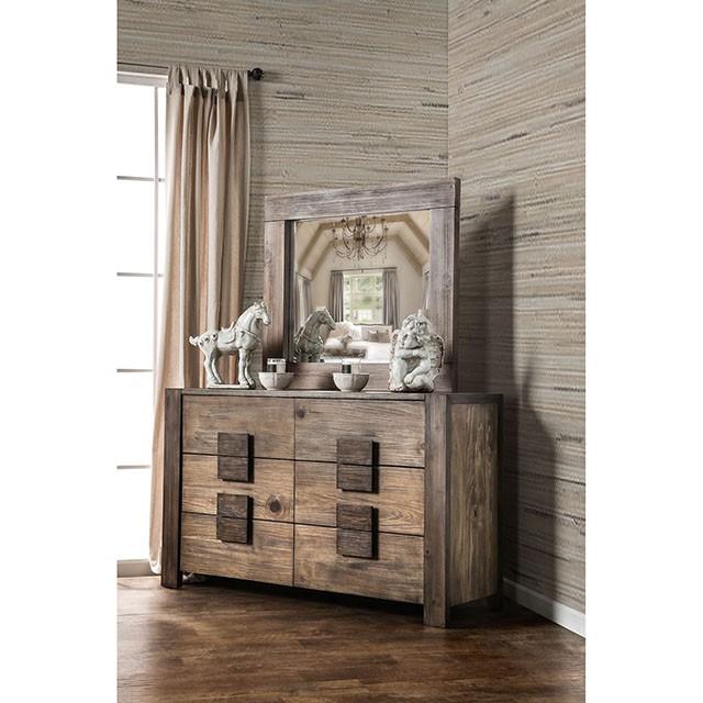 AVEIRO Rustic Natural Tone Mirror - My Sweet Home Furniture (Queens, NY)