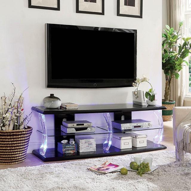 Ernst Black/Clear 60" TV Stand - My Sweet Home Furniture (Queens, NY)
