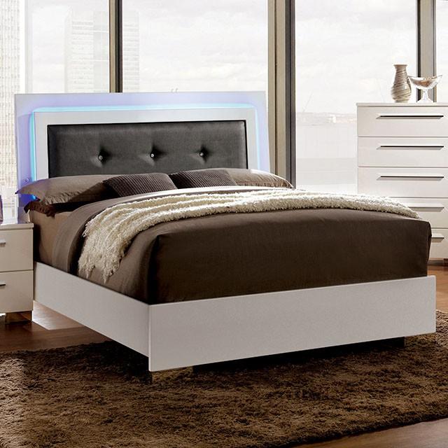 CLEMENTINE Glossy White E.King, Full,& Queen Bed - My Sweet Home Furniture (Queens, NY)