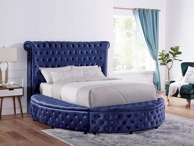 SANSOM E.King & Queen Bed, Black, Blue, & Grey - My Sweet Home Furniture (Queens, NY)